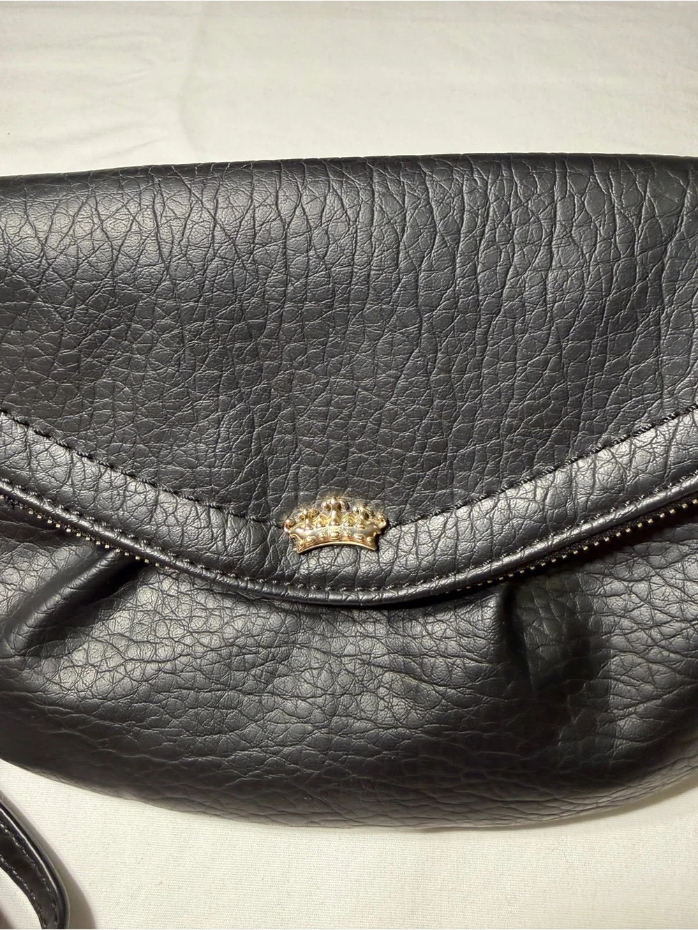 Y2K Juicy Couture Royal Black Wristlet Clutch With Hot Pink Crown Interior